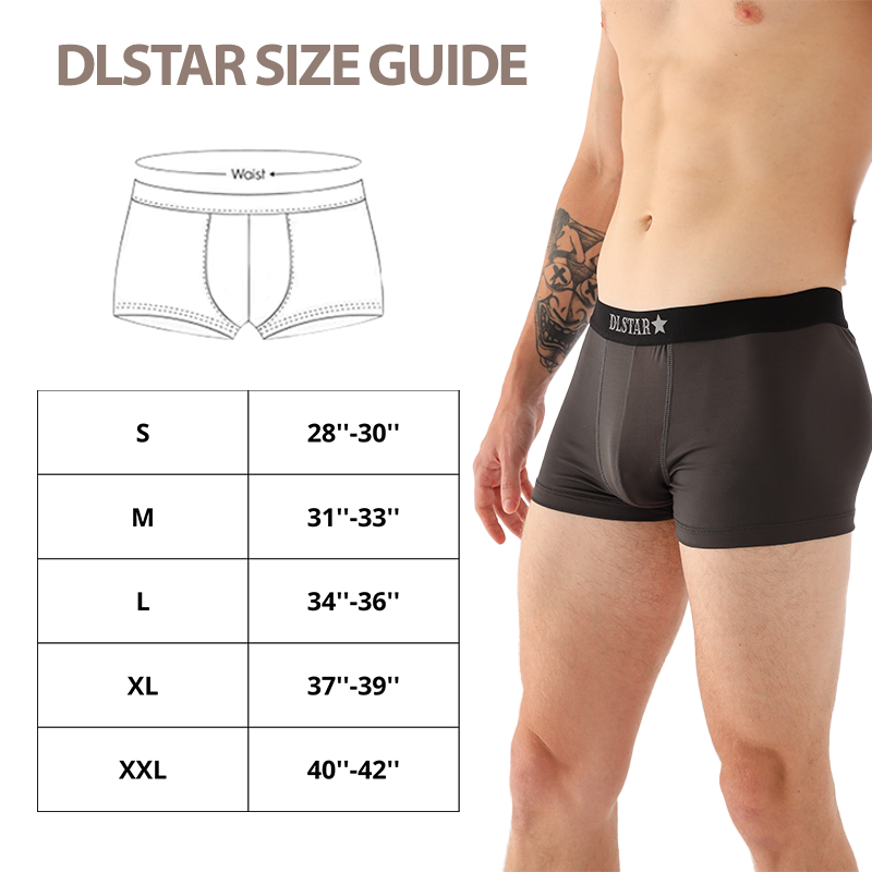 [BUNDLE OF 4] DLSTAR Print Men Silk Soft Boxer Underwear Soft Silky Men Boxers Briefs Comfortable Wear Large size