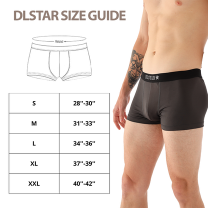 [BUNDLE OF 4] DLSTAR Print Men Silk Soft Boxer Underwear Soft Silky Men Boxers Briefs Comfortable Wear Large size