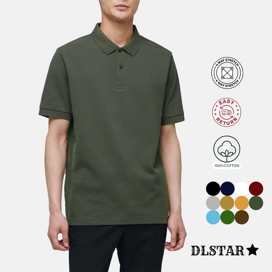 Dlstar 100% Cotton Polo Short Sleeve T-Shirt