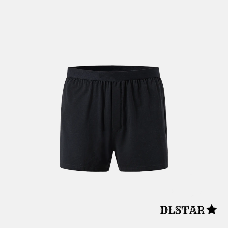 DLSTAR Men's 100% Cool Compact Cotton Boxer Shorts with Elastic Waistband