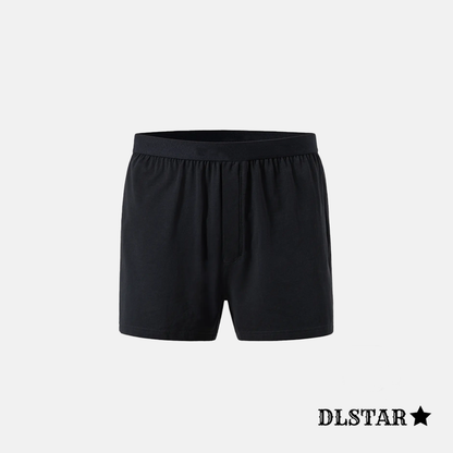 DLSTAR Men's 100% Cool Compact Cotton Boxer Shorts with Elastic Waistband