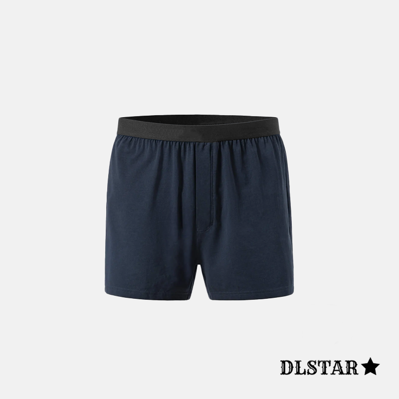 DLSTAR Men's 100% Cool Compact Cotton Boxer Shorts with Elastic Waistband