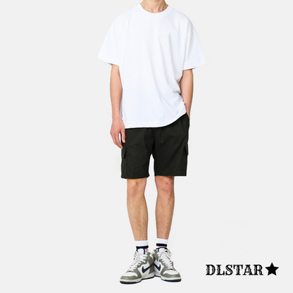 DLSTAR Unisex Comfort Fit Utility Cotton Cargo Shorts with Elastic Waistband