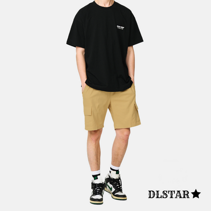 DLSTAR Unisex Comfort Fit Utility Cotton Cargo Shorts with Elastic Waistband