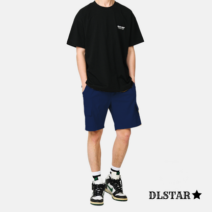 DLSTAR Unisex Comfort Fit Utility Cotton Cargo Shorts with Elastic Waistband