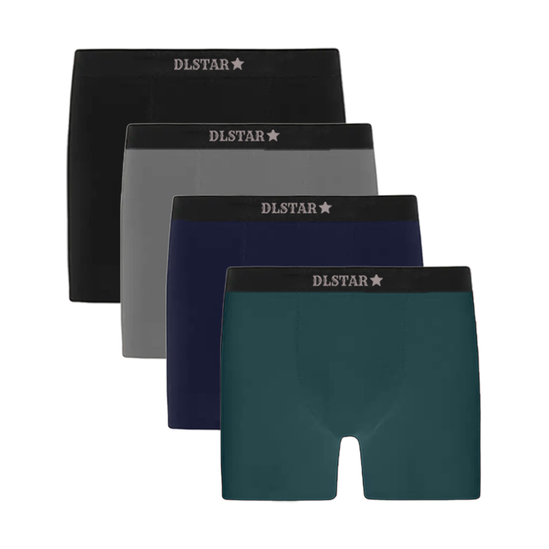 [BUNDLE OF 4] DLSTAR Print Men Silk Soft Boxer Underwear | Soft | Silky | Men Boxers | Comfortable wear Bigger Sizing