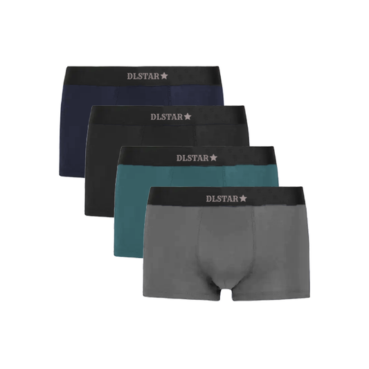 [BUNDLE OF 4] DLSTAR Print Men Silk Soft Boxer Brief Underwear