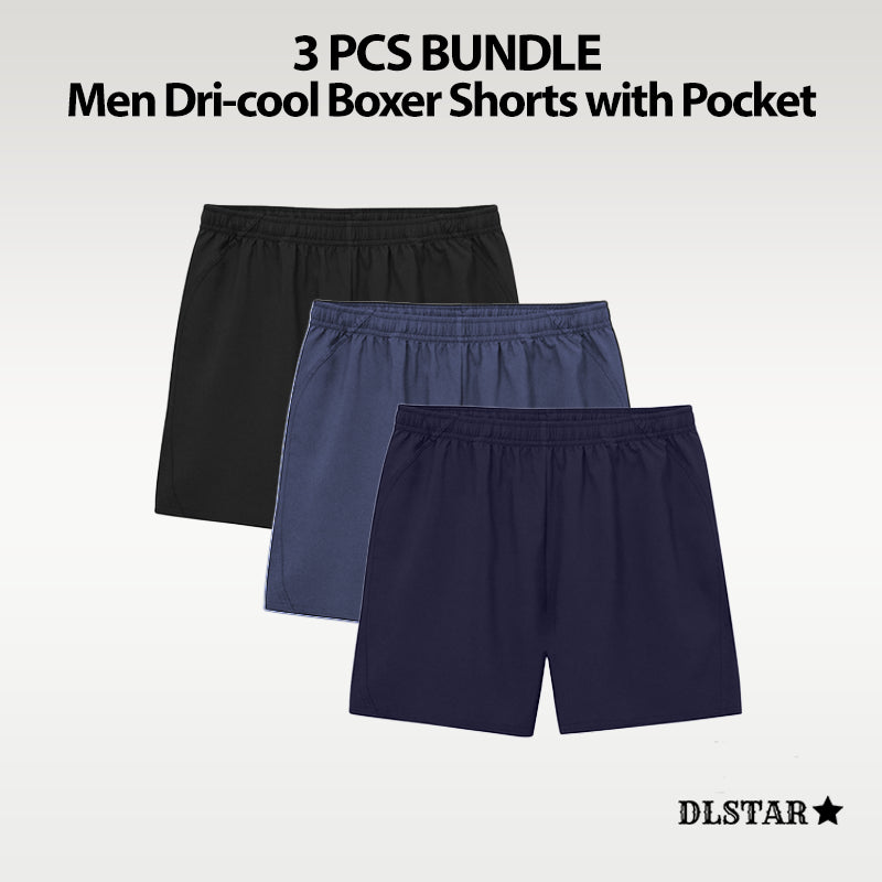 [BUNDLE OF 3] DLSTAR Men Dri-Cool Boxer Shorts